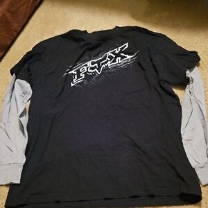 Vintage Fox Mens Black and Gray Long Sleeve Tee